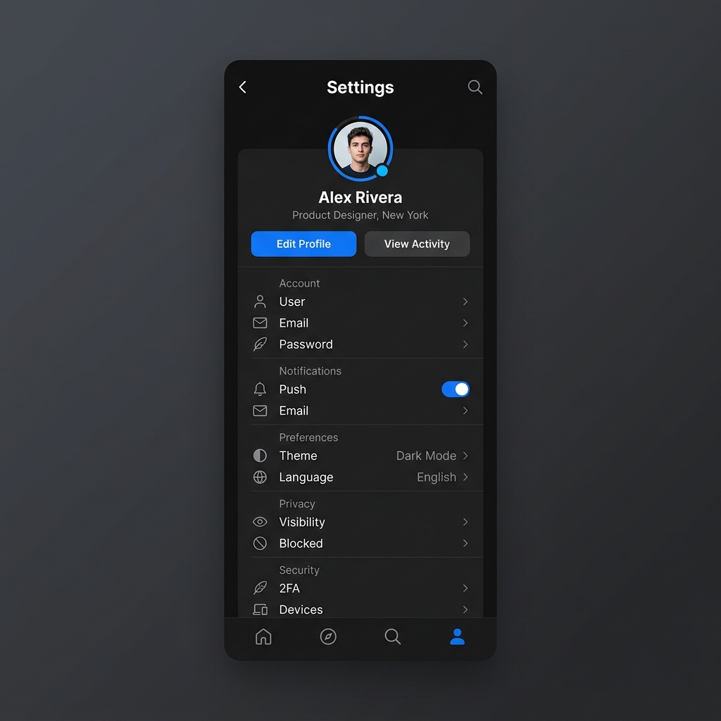 Dark mode settings